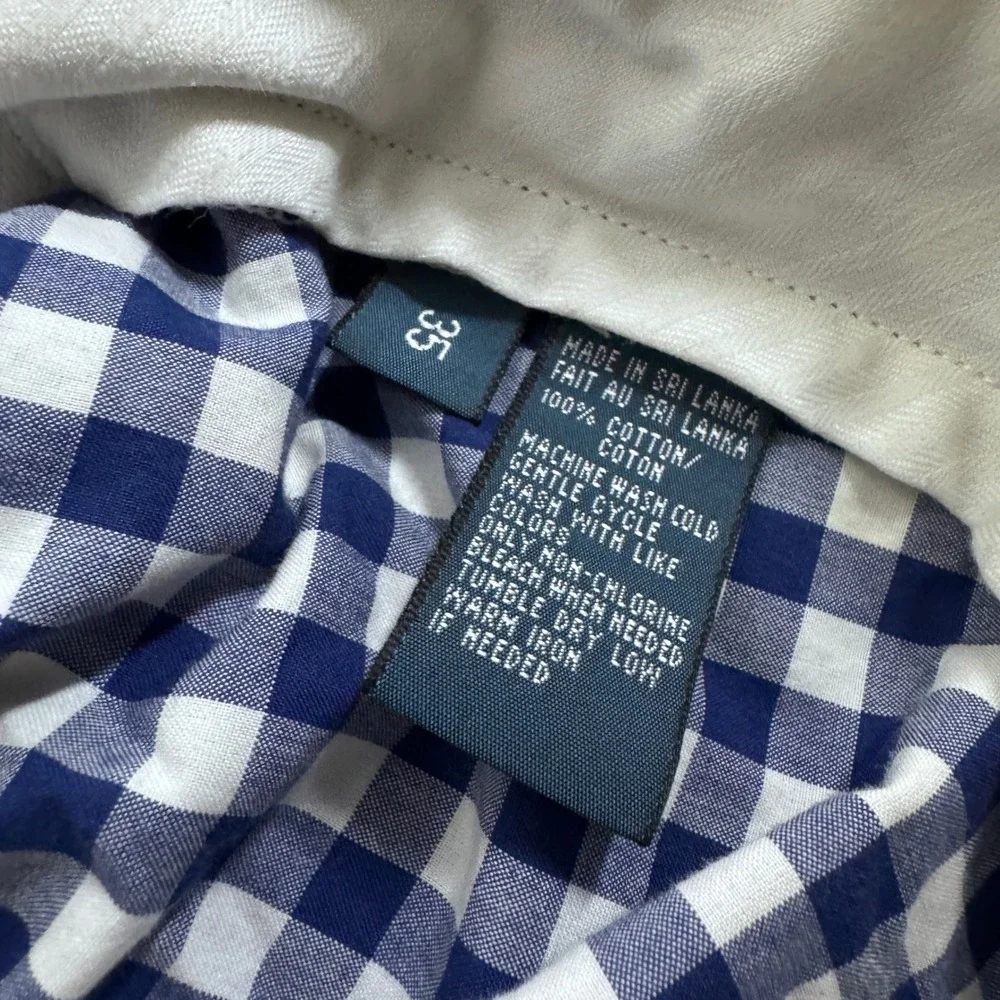 Polo Ralph Lauren Sheffield Shorts Mens 35 Blue White Gingham Flat Front Cotton